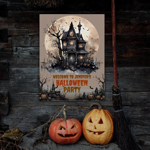 Creepy Haunted Mansion Halloween Party Poster