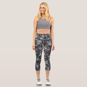 Creepy head mask motif random pattern capri leggings