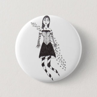 creepy heart girl 6 cm round badge