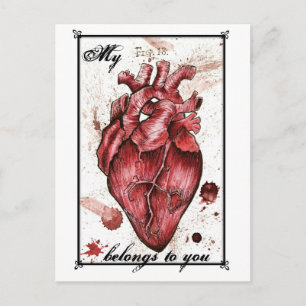 Creepy Heart Love Card Edgar Allan Poe quote