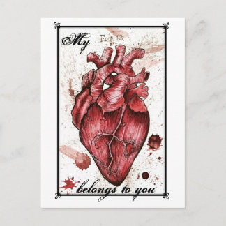 Creepy Heart Love Card Edgar Allan Poe quote