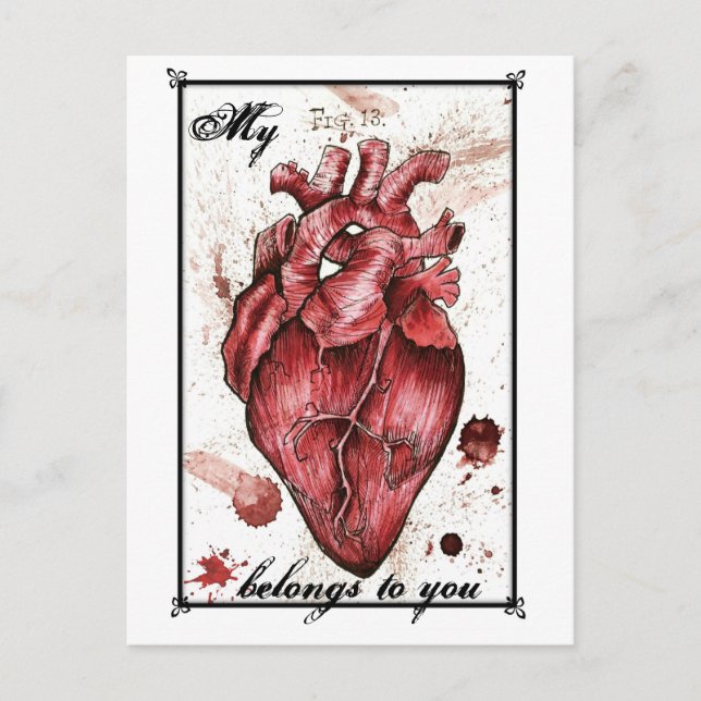 Creepy Heart Love Card Edgar Allan Poe quote (Front)