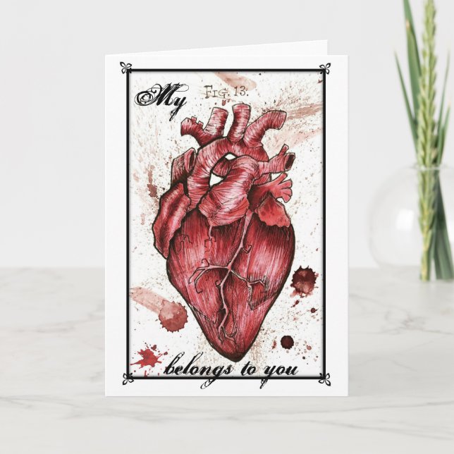 Creepy Heart Love Card Edgar Allan Poe quote (Front)