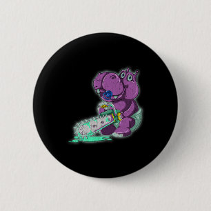 Creepy Hippo Scary Vaporwave Animal Chainsaw Hippo 6 Cm Round Badge