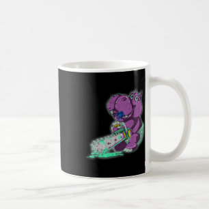 Creepy Hippo Scary Vaporwave Animal Chainsaw Hippo Coffee Mug