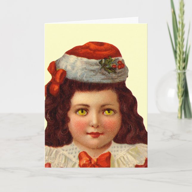 Creepy Holiday Girl Greeting Card (Front)