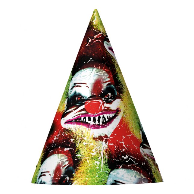 creepy horror clown pattern party hat (Front)