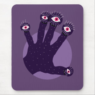 Creepy Horror Hand With Eyes Mouse Mat
