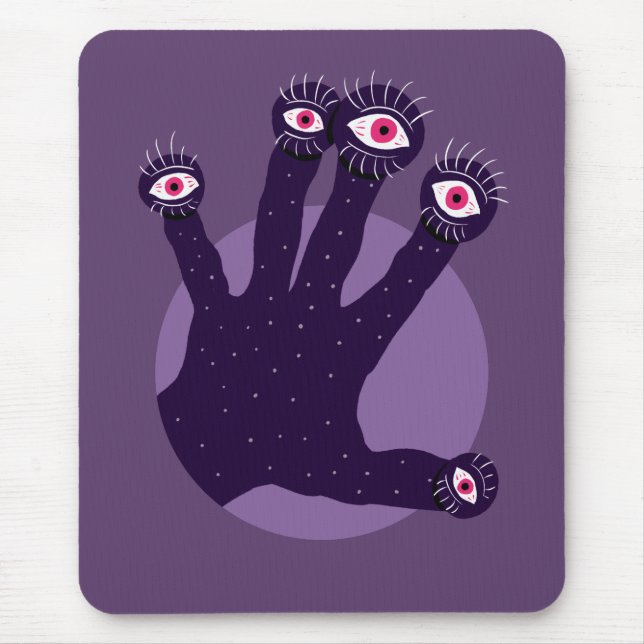 Creepy Horror Hand With Eyes Mouse Mat (Front)