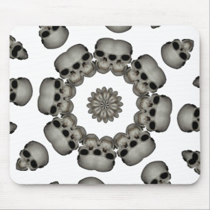 Creepy Human Skull Mandala Mouse Mat