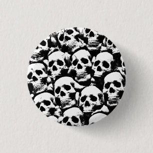 creepy human skulls pattern horror gothic dark art 3 cm round badge