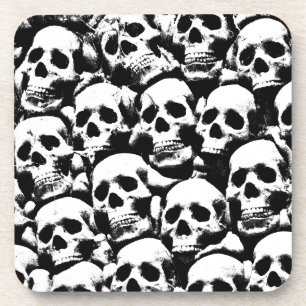 creepy human skulls pattern horror gothic dark art coaster