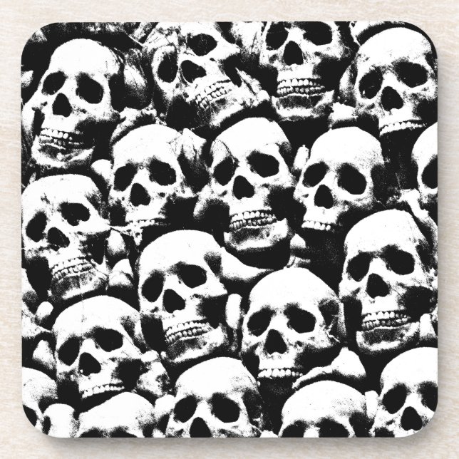creepy human skulls pattern horror gothic dark art coaster (Front)