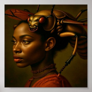 Creepy Insect Beautiful Lady Poster
