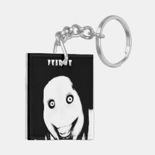 Creepy Internet Horror Glitch Face Keychain