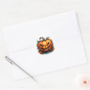 Creepy Jack-O-Lantern Classic Round Sticker