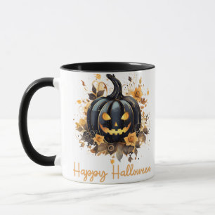 Creepy Jack-O' Lantern Floral Happy Halloween Mug