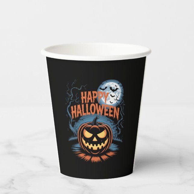 Creepy Jack O� Lantern Halloween Paper Cups (Front)