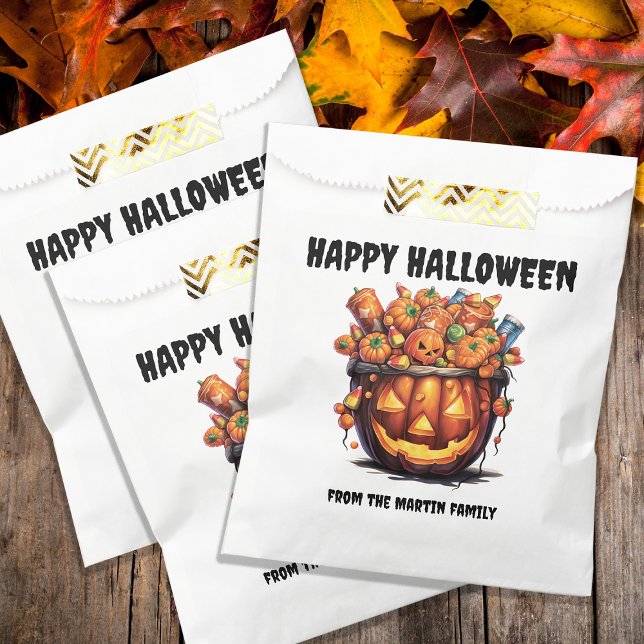 Creepy Jack o Lantern Happy Halloween  Favour Bags (Creepy Jack o' Lantern "Happy Halloween" treat bags for all your neighborhood trick-or-treaters.  )
