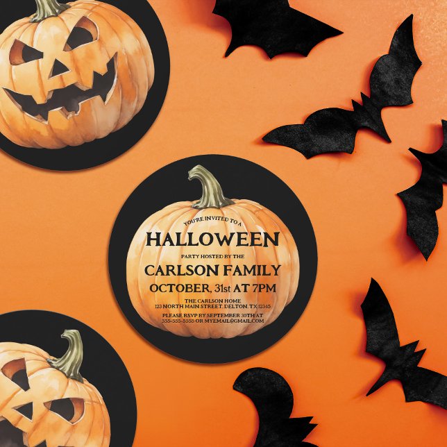 Creepy Jack-O-Lantern Pumpkin Halloween Party Invitation (Creator Uploaded)