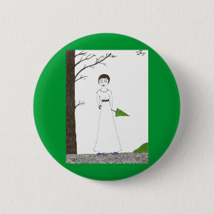 Creepy Jane Austen Rice Painting 6 Cm Round Badge