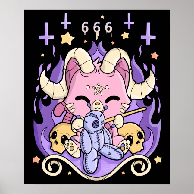 Creepy Kawaii Chibi Horror Cute Creepy Pastel Goth Poster (Front)
