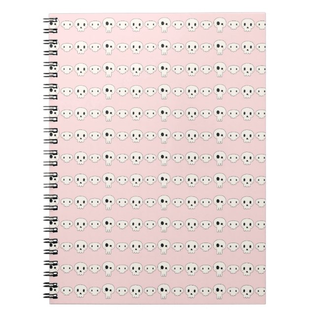 Creepy Kawaii Skulls Pink Notebook (Front)