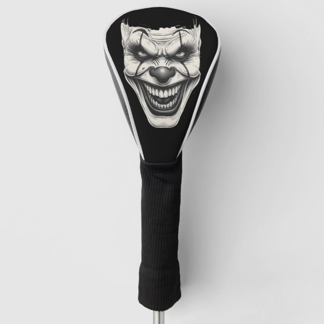 Creepy Killer Clown Smile Monochromatic  Golf Head Cover (Front)