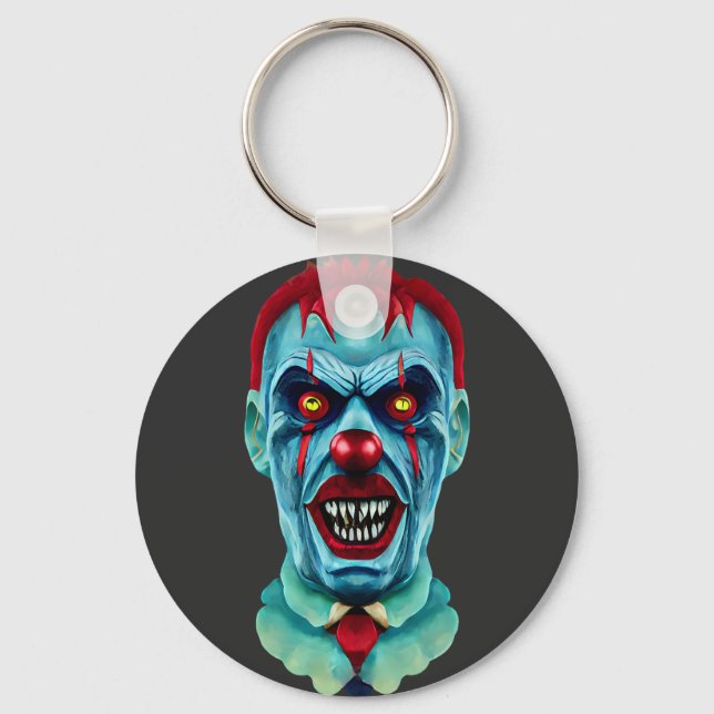 Creepy Killer Zombie Clown Horror Art  Key Ring (Front)
