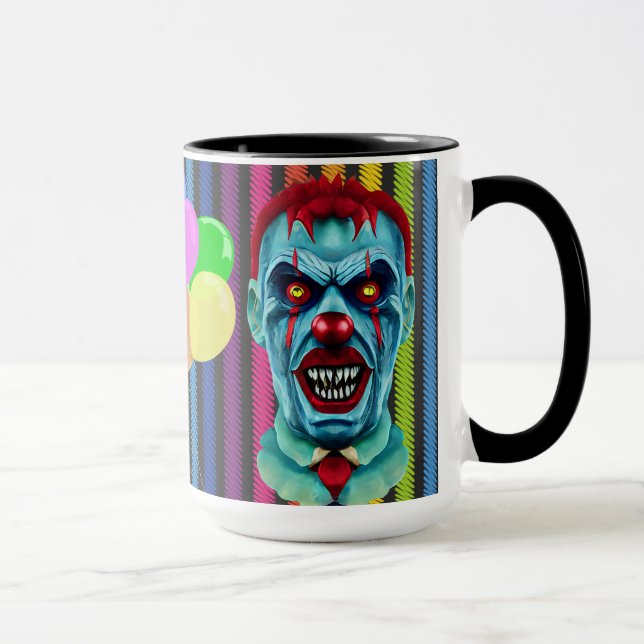 Creepy Killer Zombie Clown Horror Art  Mug (Right)