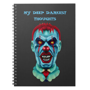Creepy Killer Zombie Clown Horror Art Notebook