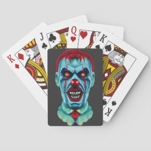 Creepy Killer Zombie Clown Horror Art  Playing Cards
