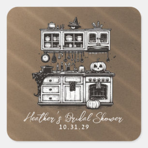 Creepy Kitchen Bridal Shower Square Sticker