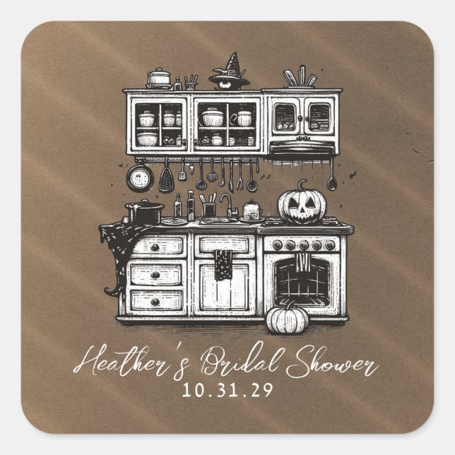 Creepy Kitchen Bridal Shower Square Sticker (Front)