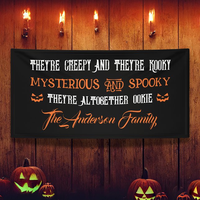 Creepy Kooky Halloween Family Haunted House Black Banner (Creator Uploaded)