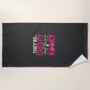 Creepy Kooky Halloween Skull Pumpkin Design_1 Beach Towel