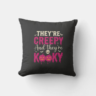 Creepy Kooky Halloween Skull Pumpkin Design_1 Cushion
