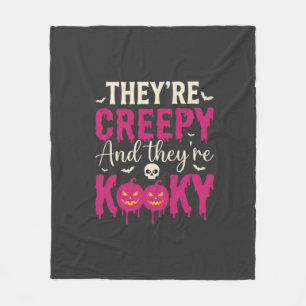 Creepy Kooky Halloween Skull Pumpkin Design_1 Fleece Blanket