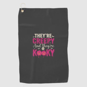 Creepy Kooky Halloween Skull Pumpkin Design_1 Golf Towel