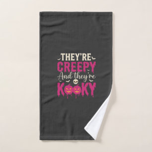Creepy Kooky Halloween Skull Pumpkin Design_1 Hand Towel