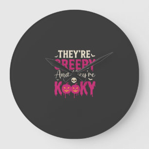 Creepy Kooky Halloween Skull Pumpkin Design_1 Large Clock