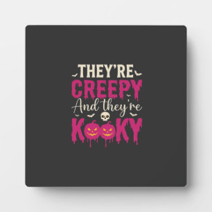 Creepy Kooky Halloween Skull Pumpkin Design_1 Plaque