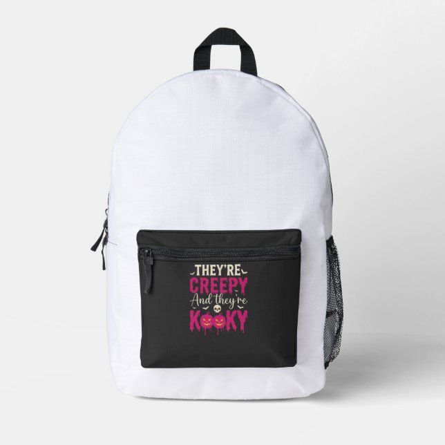 Creepy Kooky Halloween Skull Pumpkin Design_1 Printed Backpack (Front)