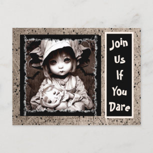 Creepy Little Child Big Eyes Halloween Postcard