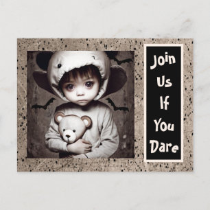 Creepy Little Ethnic Child Big Eyes Halloween Postcard