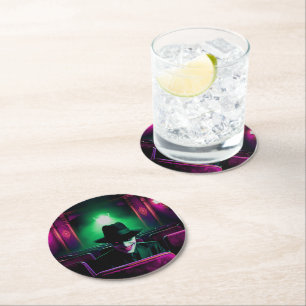 Creepy Man in Theater! Round Paper Coaster