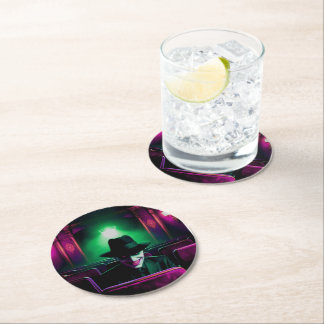 Creepy Man in Theater!  Round Paper Coaster