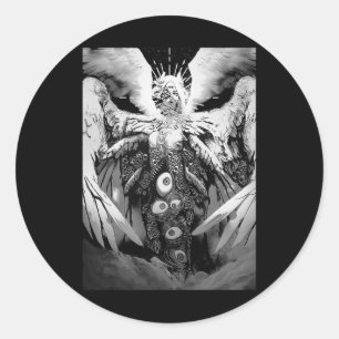 Creepy Manga Biblical Angel Scary Eyes Horror Hall Classic Round Sticker