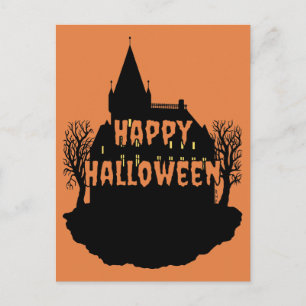 Creepy Mansion in Silhouette Postcard