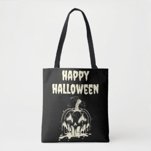 Creepy Melting Pumpkin Happy Hallowen Tote Bag
